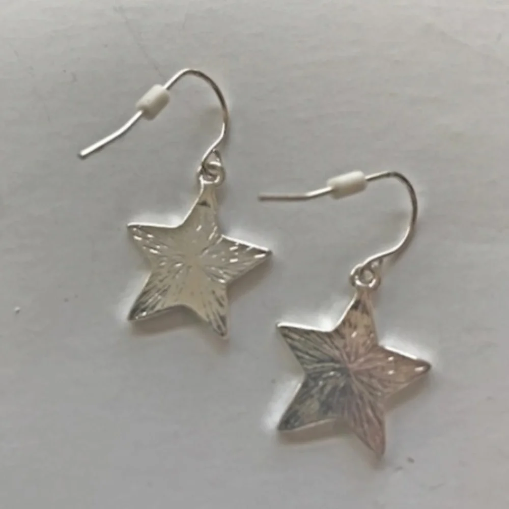 Patriotic Star Earrings Hand Painted Metal New